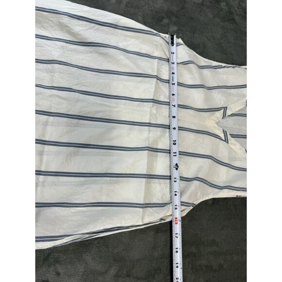 Brunello Cucinelli Silk Striped Sleeveless Blouse Top White Blue M Italy V-neck - Picture 9 of 14